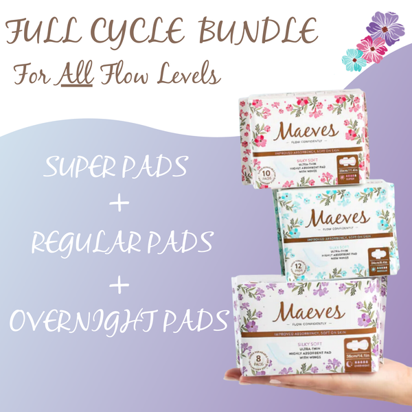 2 x BUNDLE 3: Full Cycle Bundle - Regular, Super & Overnight Pads (All 3 Sizes) - Organic, Ultra-Thin, Renewable Fibres, Silky Smooth, Protects Body & Skin