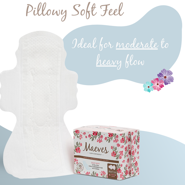 Super Organic Sanitary Pads with Wings -  Ultra-Thin, Renewable Fibres, Silky Smooth, Protects Body & Skin